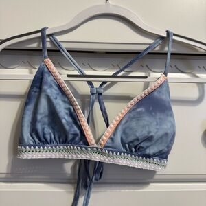 Xhilaration Blue Tie-Dye Bikini Top